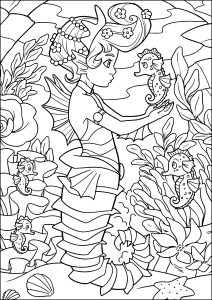 無料で水の世界の子ども向けぬりえイラスト