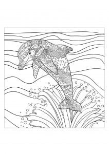 印刷用の水の世界のぬりえイラスト