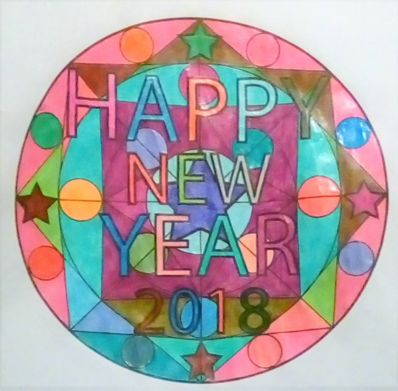 Happy New Year Mandala - Simple Mandalas - 100% Mandalas Zen & Anti-stress