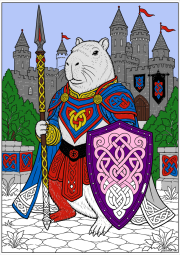 Creation by Anonymous from Capybara in armor in front of a castle