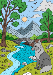 Creation by Farrukh from Fox at the edge of a mountain stream