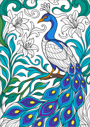 Creazione di Anonimo da Majestic peacock in an Art Nouveau garden