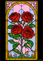 Werk von Anonym nach Stained glass with elegant roses