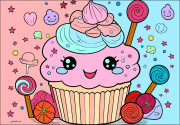 匿名 根据《Big Cupcake surrounded by sweets》创作