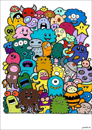 Joyful gathering of adorable monsters をぬった 匿名 さんの作品