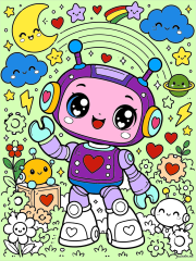 Creation by Anonymous from Small robot with flowers and stars