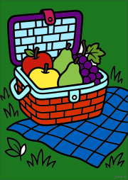 Werk von Anonym nach Picnic basket with fruits